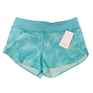 NWT Athleta Large Run With It 3.5" Shorts Turquoise Teal Blue‎ Athletic Running